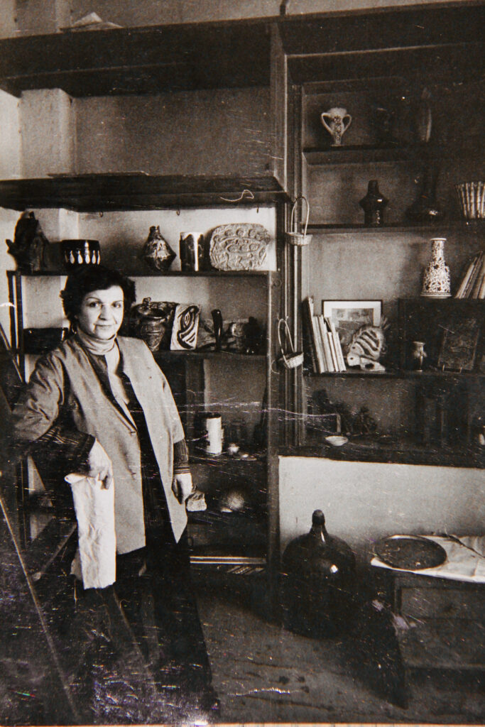 Kristin Saleri at her studio, in Saksi Sokak, Pangalti